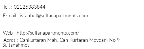 Sultan Apartments stanbul telefon numaralar, faks, e-mail, posta adresi ve iletiim bilgileri